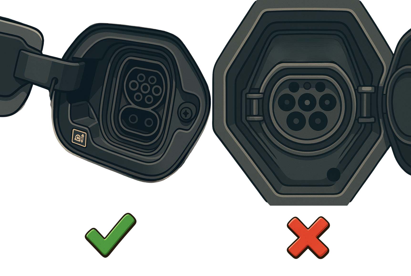 Comparaison entre un connecteur Type 2 et CCS